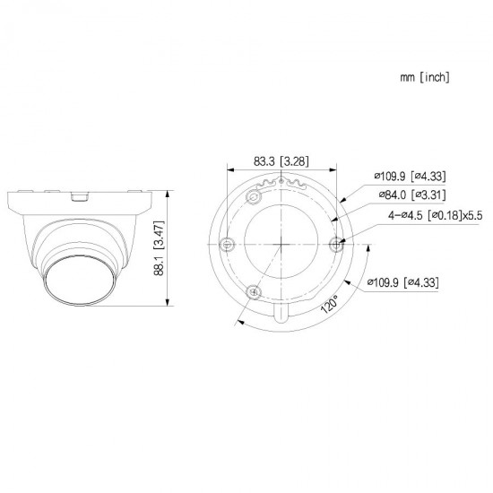 CCTV Dome HDCVI Κάμερα 2MP IR Eyeball 2.8mm GAHUA HAC-HDW1200