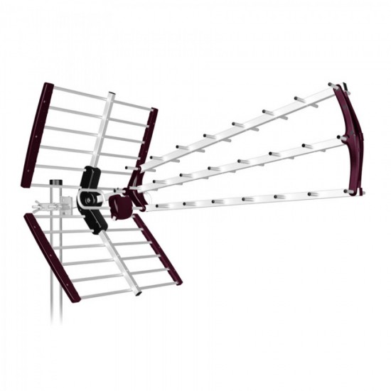 Τριπλή κεραία UHF, 18db, μπορντό χρώματος  ANT-BKM18Τ700