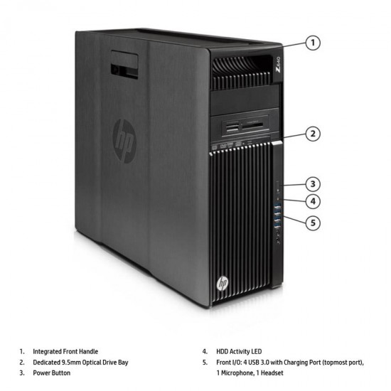 HP Z640 Tower Xeon E5-2620v3(6-Cores)/16GB DDR4/2TB/Nvidia 1GB/DVD/Grade A Workstation Refurbished P