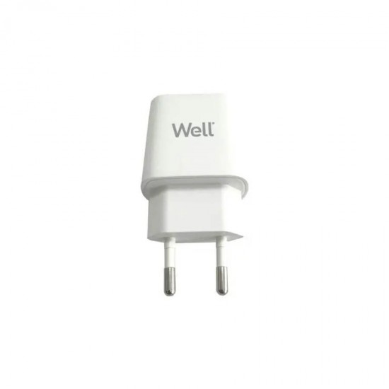 Universal USB-C FastTravel Wall Charger 5VDC/3A (20W) Λευκό Well PSUP-USB-WPD2004WE-WL