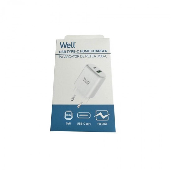 Universal Dual USB 3.0/Type C FastTravel Wall Charger QC3.0 5VDC/3A (20W) Λευκό Well PSUP-USB-WPQ200