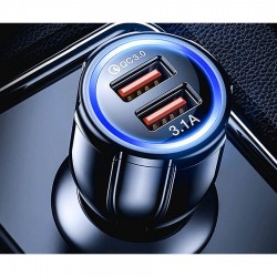 Universal 2xUSB Fast Car Charger QC 3.0 5V/3.1A Μαύρος