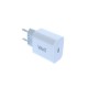 Universal USB-C FastTravel Wall Charger 5VDC/3A (20W) Λευκό Well PSUP-USB-WPD12003WE-WL
