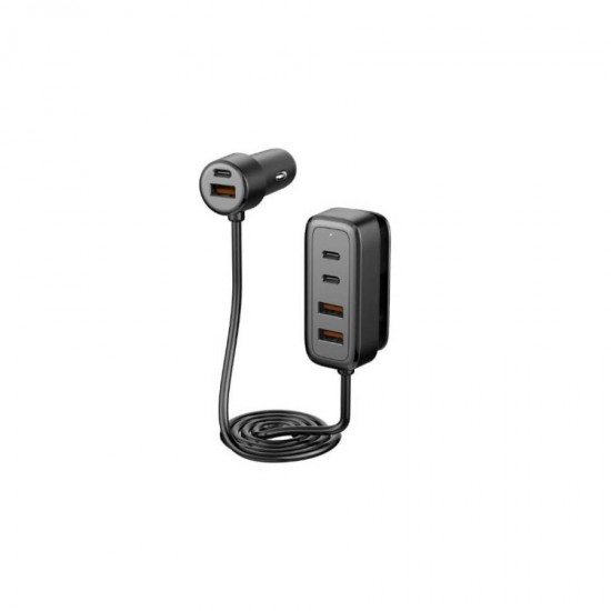 Well Car Charger 3xUSB-C PD 36W + 3x USB-A QC 18W 1.5m Μαύρος PSUP-USB-CPQ10801BK-WL