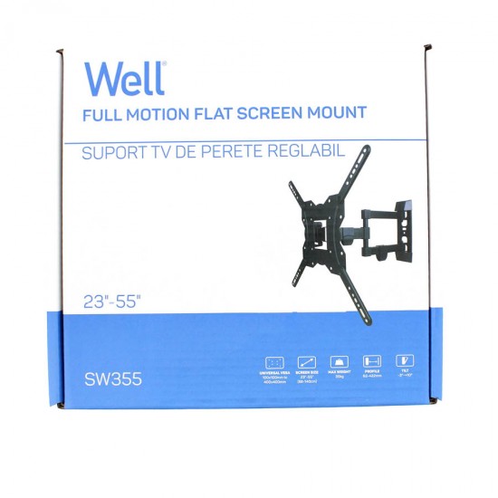 Βάση TV Well 23" - 55" με διπλό βραχίωνα Ρυθμιζόμενη TVS-LCD-SW355-WL