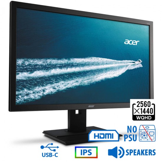 Used Monitor B276HUL IPS/Acer/27``WQHD/2560x1440/Wide/Black/w/Speakers/No PSU/DP & HDMI & USB Type-C