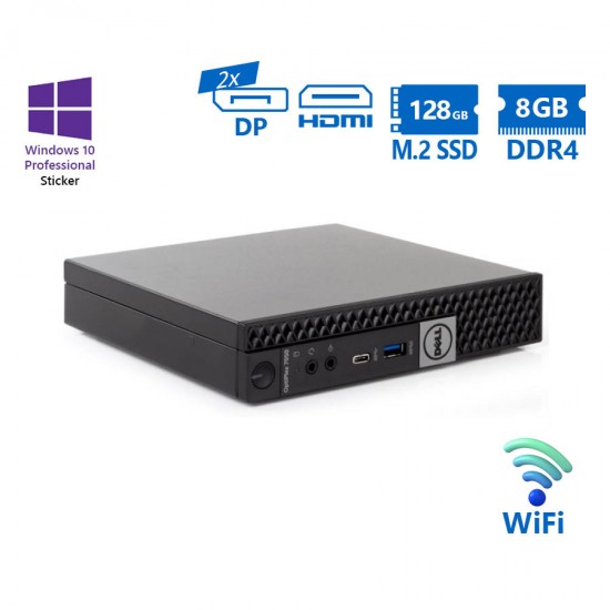 Dell Optiplex 7050 DM WiFi i5-7500T/8GB DDR4/128GB M.2 SSD/No ODD/10P Grade A Refurbished PC