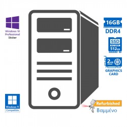 OEM Tower Xeon E-2124(4-Cores)/16GB DDR4/512GB M.2 SSD/Nvidia 2GB/DVD/10P Grade A+ Workstation Refer