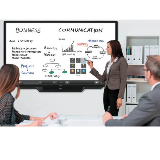 Used Signage Display Touchscreen PN-80TC3 LED/Sharp/80\\"FHD/1920x1080 FHD/Wide/Black/w/Speakers & PEN