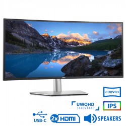 Used Monitor UltraSharp U3421WE Curved/Dell/34”UW-QHD 60Hz/3440x1440/Silver/Black/w/Speakers/DP & 2x