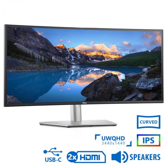 Used Monitor UltraSharp U3421WE Curved/Dell/34”UW-QHD 60Hz/3440x1440/Silver/Black/w/Speakers/DP & 2x