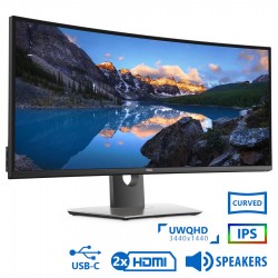 Used Monitor UltraSharp U3419W Curved/Dell/34``UW-QHD/3440x1440/Black/w/Speakers/DP & 2xHDMI & USB T
