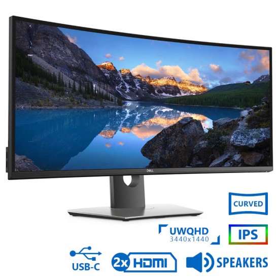 Used Monitor UltraSharp U3419W Curved/Dell/34``UW-QHD/3440x1440/Black/w/Speakers/DP & 2xHDMI & USB T