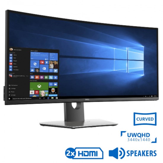 Used (A-) Monitor UltraSharp U3417W Curved/Dell/34``UW-QHD/3440x1440/Black/w/Speakers/Grade A-/DP &