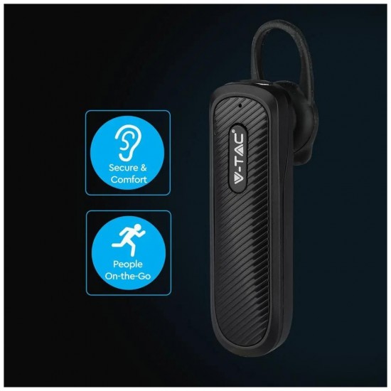 V-TAC Bluetooth Handsfree για κινητό τηλέφωνο 70mAh Μαύρο 7700