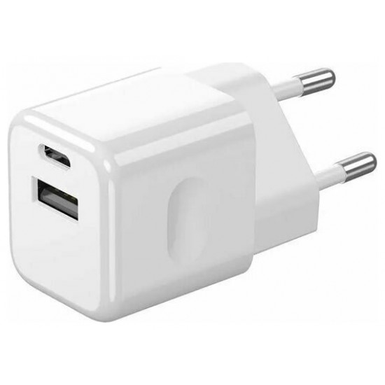 V-TAC Αντάπτορας ταχυφορτιστής ταξιδίου 20W δύο θυρών USB & Type-C με λευκό σώμα 6678
