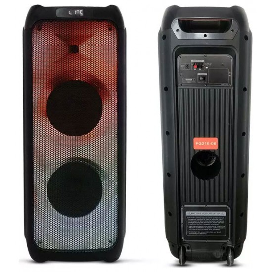 V-TAC Επαναφορτιζόμενο Ηχείο 100W με Ασύρματο Μικρόφωνο και RF Τηλεχειριστήριο RGB 2x10inch 8982