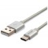 V-TAC Καλώδιο USB Type C 1m Ασημί Platinum Series 8492