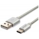 V-TAC Καλώδιο USB Type C 1m Ασημί Platinum Series 8492