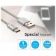 V-TAC Καλώδιο USB Type C 1m Ασημί Platinum Series 8492
