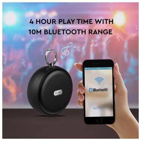 V-TAC Φορητό Ασύρματο Ηχείο Στρογγυλό Bluetooth με USB 800mah Μαύρο 7718