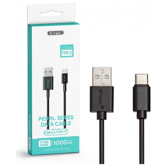 V-TAC Καλώδιο USB TYPE C 1m Μαύρο Pearl Series 8483 V