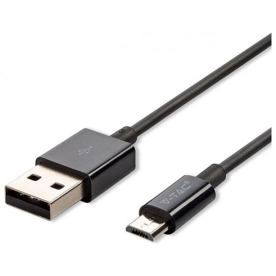 V-TAC Καλώδιο MICRO USB 1m Μαύρο Silver Series 8485 V-TAC