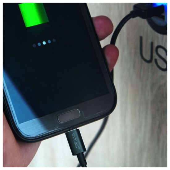 V-TAC Καλώδιο MICRO USB 1m Μαύρο Silver Series 8485 V-TAC