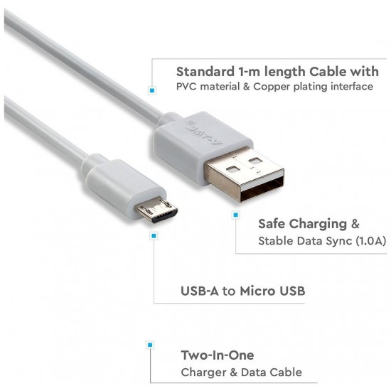 V-TAC Καλώδιο Micro USB λευκό 1m Pearl Series 8480