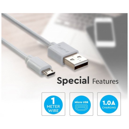 V-TAC Καλώδιο Micro USB λευκό 1m Pearl Series 8480