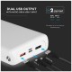 Φορτιστής Μπαταριά Jumbo Power Bank 30000mAh με δύο Θύρες USB, micro USB & Type C Χρώμα Λευκό 8902