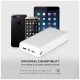 Φορτιστής Μπαταριά Jumbo Power Bank 30000mAh με δύο Θύρες USB, micro USB & Type C Χρώμα Λευκό 8902