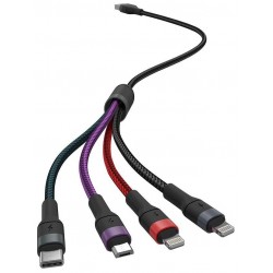 V-TAC Καλώδιο Φόρτισης 1.2m 4σε1 USB σε Type C+USB σε Micro+USB σε 2 Lightning 2.4A Γρήγορης Φόρτισης Πολύχρωμο 7748