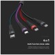 V-TAC Καλώδιο Φόρτισης 1.2m 4σε1 USB σε Type C+USB σε Micro+USB σε 2 Lightning 2.4A Γρήγορης Φόρτισης Πολύχρωμο 7748