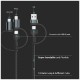 V-TAC Καλώδιο Φόρτισης 1.2m 5σε1 USB+Micro USB+Lightning+2 Type-C 3.1A 60W Max Γρήγορης Φόρτισης Μαύρο 7747