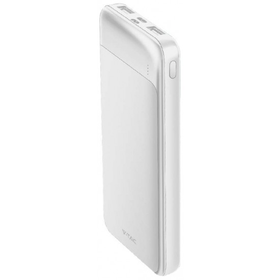 V-TAC 7834 Power Bank 10000mAh με Θύρα USB-A και Θύρα USB-C Λευκό