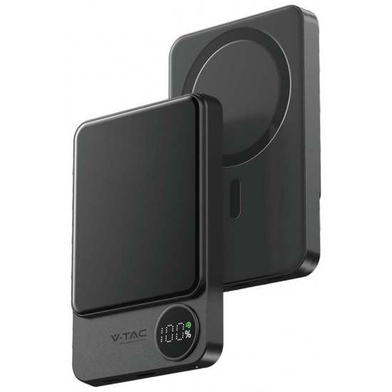 V-TAC MagSafe Power Bank 5000mAh 20W με Θύρα USB-C Σκούρο Γκρι