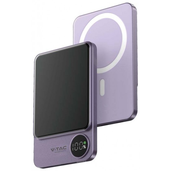 V-TAC MagSafe Power Bank 5000mAh 20W με Θύρα USB-C Μωβ
