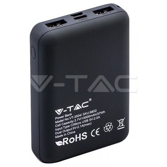 Φορτιστής Μπαταριά Power Bank 10000mAh με οθόνη και δύο Θύρες USB Χρώμα Γκρι