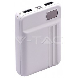 Φορτιστής Μπαταριά Power Bank 10000mAh με οθόνη και δύο Θύρες USB Χρώμα Λευκό