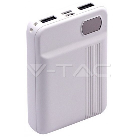 Φορτιστής Μπαταριά Power Bank 10000mAh με οθόνη και δύο Θύρες USB Χρώμα Λευκό