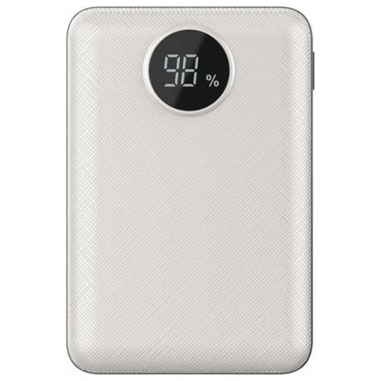 Φορτιστής Μπαταριά Power Bank 10000mAh με Στρογγυλή Οθόνη και δύο Θύρες USB Χρώμα Λευκό