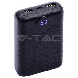 Φορτιστής Μπαταριά Power Bank 10000mAh με Στρογγυλή Οθόνη και δύο Θύρες USB Χρώμα Μαύρο