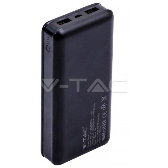 Φορτιστής Μπαταρία Power Bank 20000mAh με  δύο Θύρες USB Χρώμα Μαύρο 8190