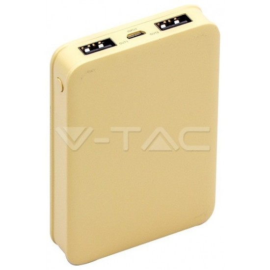 Φορτιστής Μπαταριά Power Bank 5000mAh με δύο Θύρες USB Χρώμα Κίτρινο