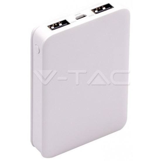Φορτιστής Μπαταριά Power Bank 5000mAh με δύο Θύρες USB Χρώμα Λευκό