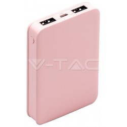 Φορτιστής Μπαταριά Power Bank 5000mAh με δύο Θύρες USB Χρώμα Ροζ