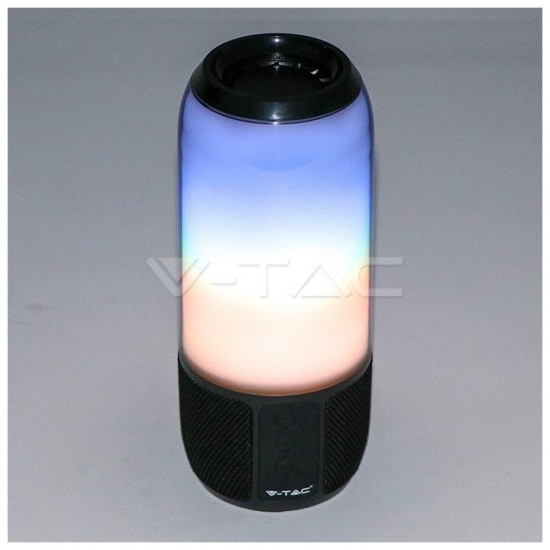 V-TAC Επιτραπέζιο φωτιστικό  LED Ηχείο Bluetooth 2x3W RGB με USB και TF Card Χρώμα Μαύρο 8570