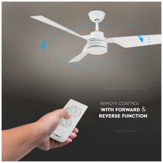 V-TAC VT-6552-3 Ανεμιστήρας Οροφής 132cm με Τηλεχειριστήριο Λευκός