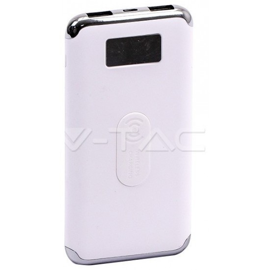 Φορτιστής Μπαταριά Power Bank 10000mAh με Ασύρματη Φόρτιση, Οθόνη και δύο Θύρες USB Χρώμα Λευκό 8854